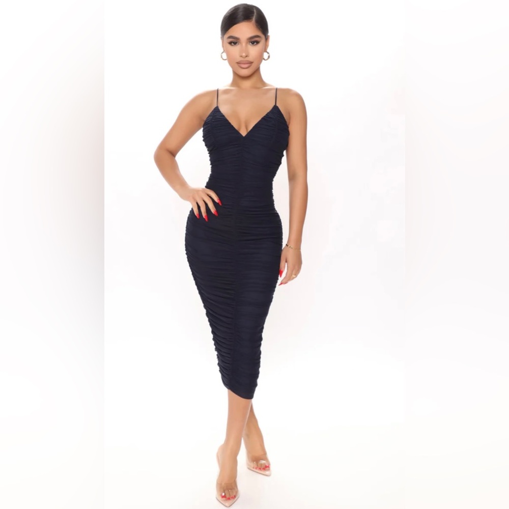 Fashion Nova From The Start Ruched Midi Dress